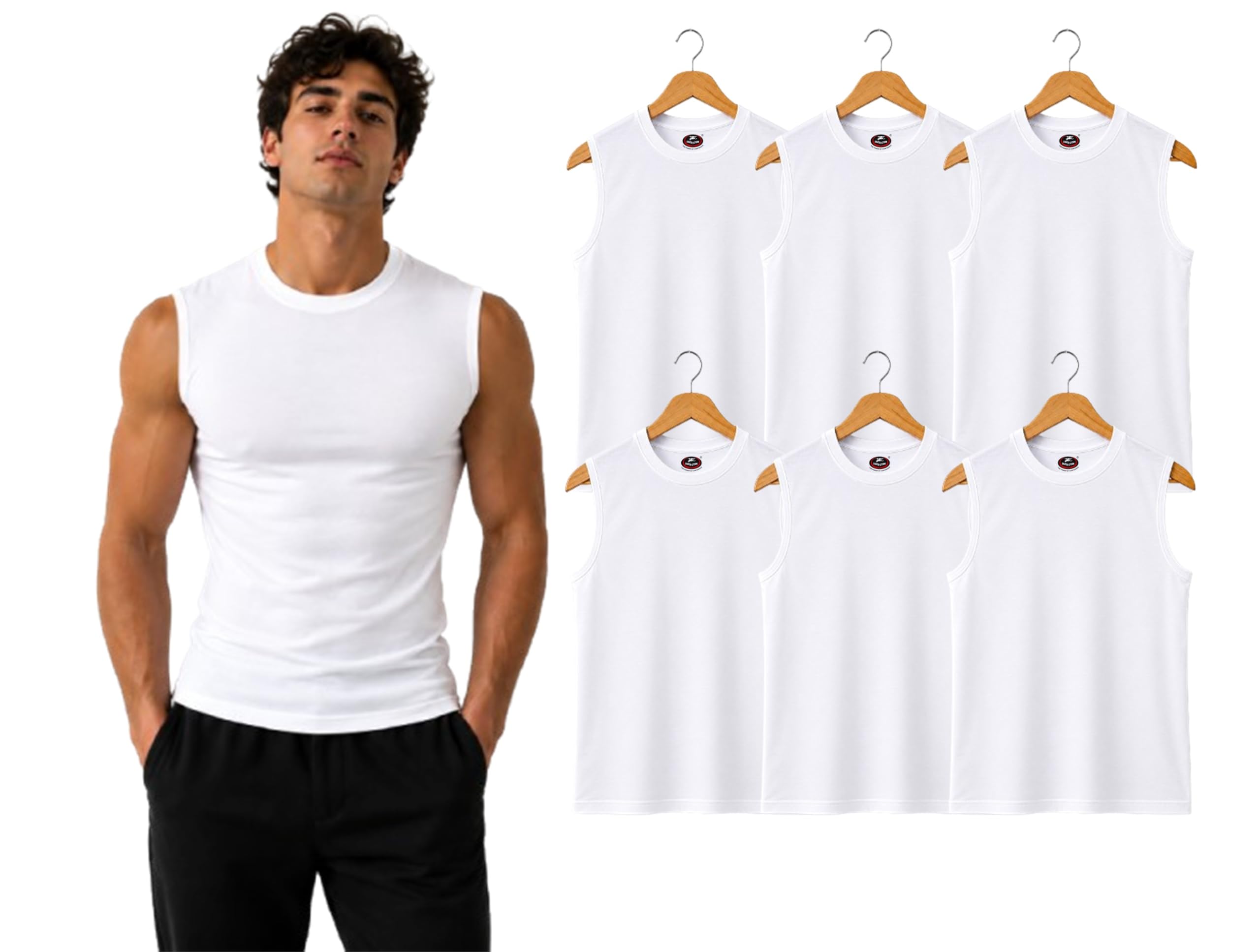 Men’s Solid White Broad Shoulder Athletic Vest | Stretchable Body Fit Sleeveless T-Shirt for Gym & Sports Cotton Innerwear | Sizes 80–100 cms-image-40