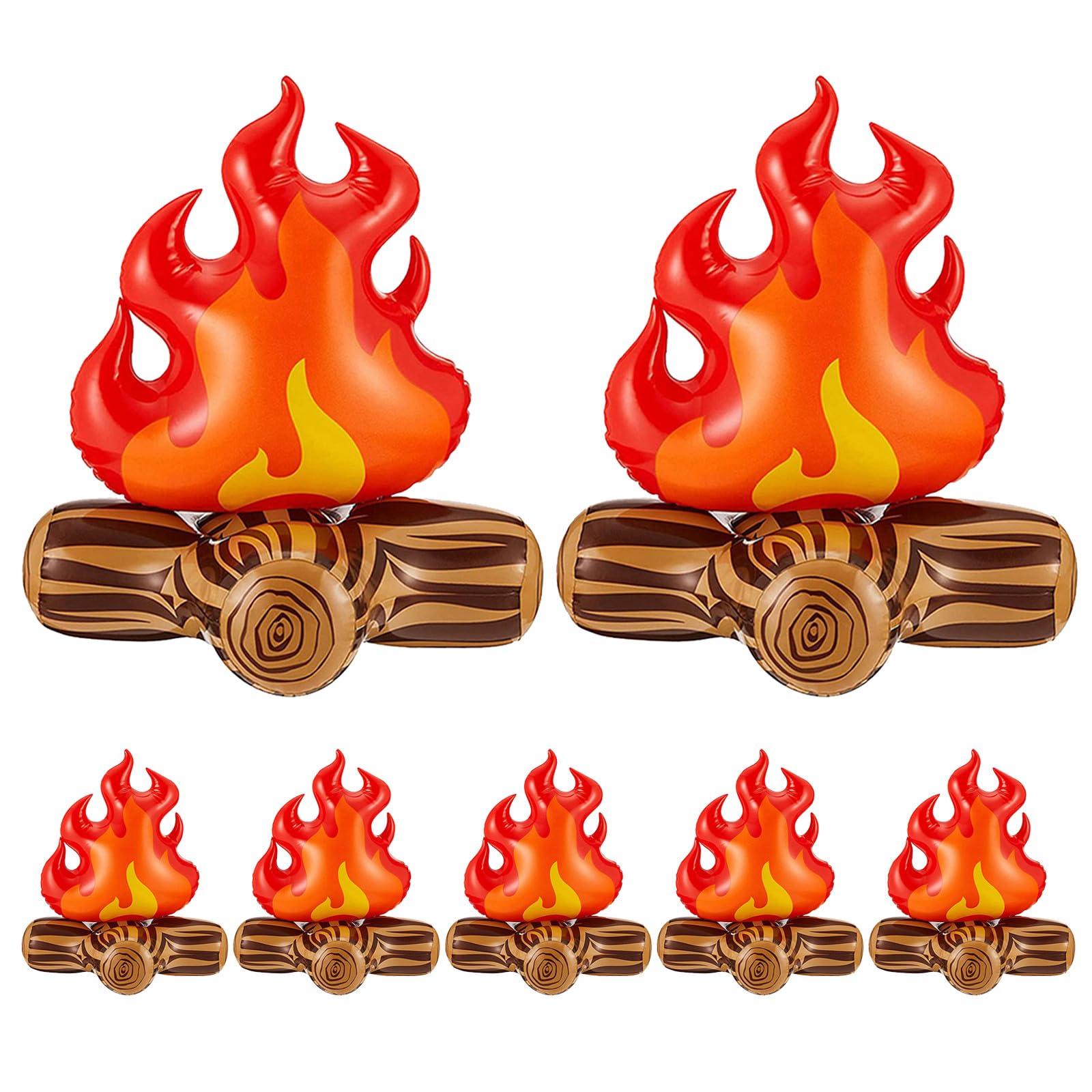 Feu de camp gonflable de 30 cm INOOMP : lot de 7 faux feux decoratifs pour fete et vitrine