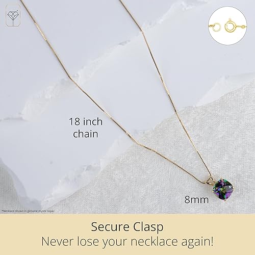Miniatura 3 de MAX + STONE Cushion Cut Gemstone Necklace 8mm Solitaire Birthstone Necklace for Women Gemstone Pendant Necklaces with 18 inch Box Chain