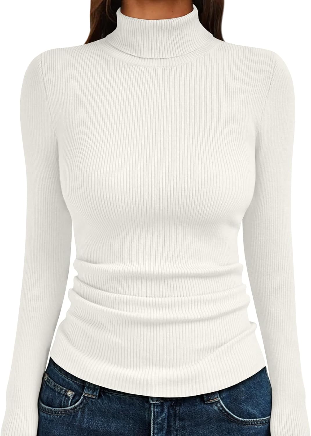 LILLUSORY Womens Turtleneck Ribbed Sweaters Pullover Tops Long Sleeve Winter Clothes 2025
