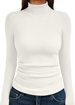 LILLUSORY Womens Turtleneck Ribbed Sweaters Pullover Tops