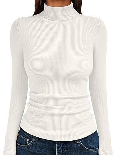 LILLUSORY Womens Turtleneck Ribbed Sweaters Pullover Tops Long Sleeve Winter
