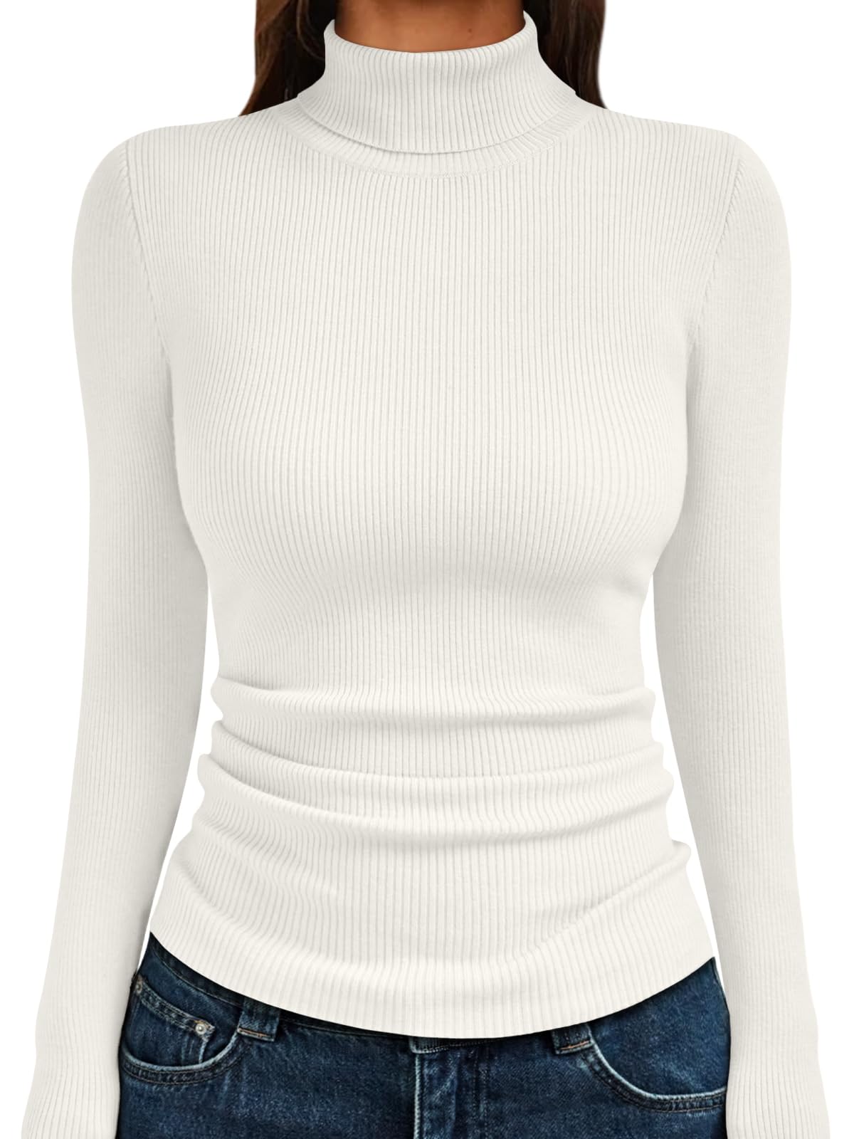 LILLUSORY Womens Turtleneck Ribbed Sweaters Pullover Tops Long Sleeve Winter Clothes 2025