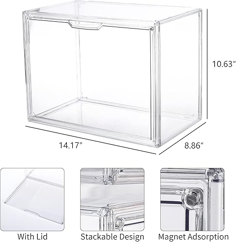 Miniatura 2 de FABROK 2Pcs Clear Book Storage Organizer Box, Plastic Stackable Book Display Case with Magnetic Door, Assemble Storage Showcase for Toy Dolls,