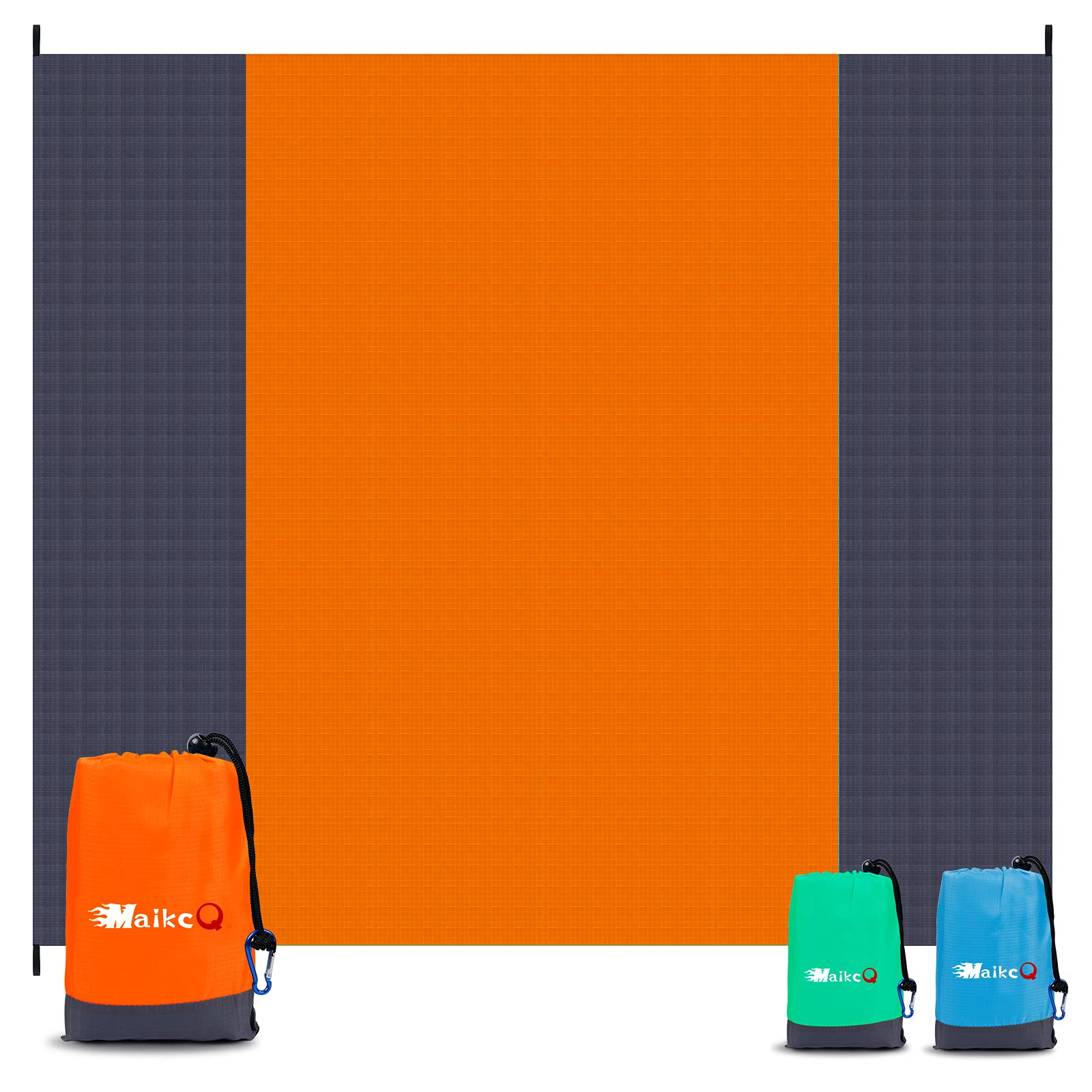 MaikcQ Sand Free Beach Blanket, Sandproof Waterproof Beach Mat 79”x83” Suitable for 4-7 Adults, Outdoor Picnic Mat Quick Drying, Compact & Durable Picnic Blanket for Travel, Hiking, Camping (Orange)