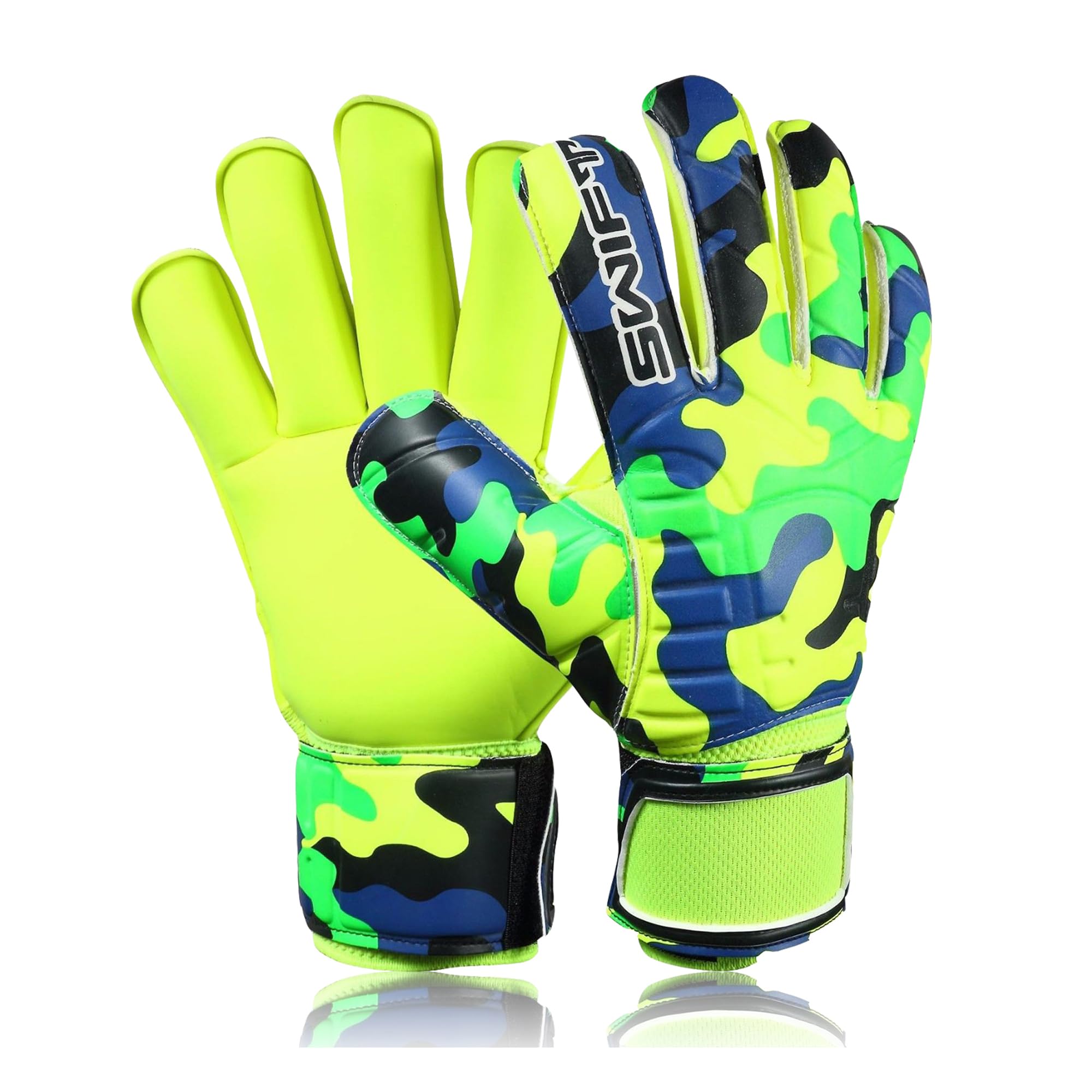 Swift Wear Goalkeeper Gloves Premium Grip, Goalkeeper Gloves Kids, Youth & Adult, Football gloves with Finger Support, goalie gloves, Goalkeeping gloves Size 4/5/6/7/8/9/10 (Green Camo, 9)