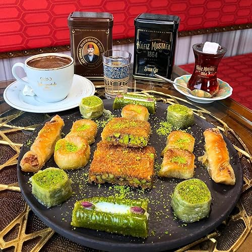 Miniatura 6 de Hafiz Mustafa 1864 Istanbul Baklava - Caja de pastelería - Bocadillos de postre de Baklava horneados hechos de hojas de masa filo fresca, pistacho
