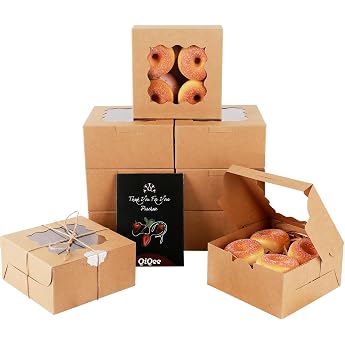 Gcardist Brown Biscuit Boxes with Window Pack of 15 15.2 x 15.2 x 7.6 cm Bakery Box Pastry Box for Wedding Favor Birthday & Party 6 x 6 x 3 inches