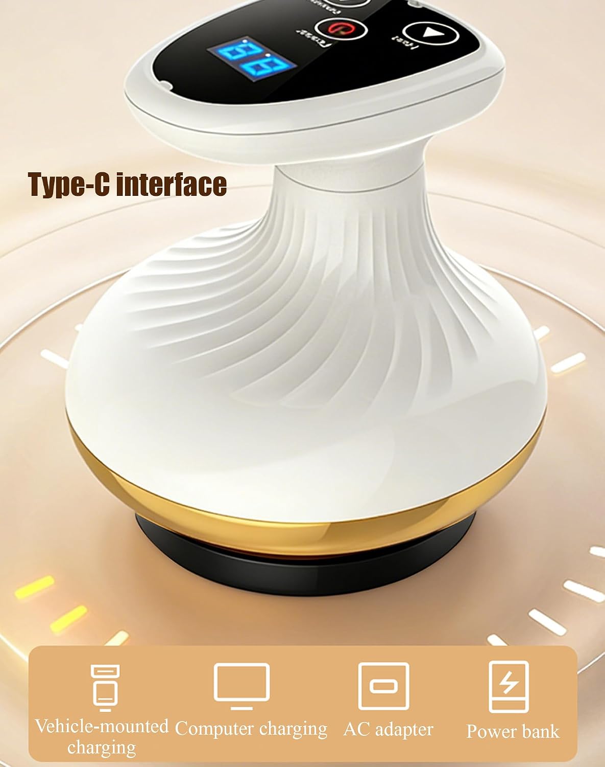 Relivo Cellulite Massager, Relivo Sculptpro - Firmer, More Toned & Smoother Skin, 4-in-1 Suction Cupper with Red Light for Leg, Abdomen, Back, Arms, Glutes, See Results 1 Week (Gold)