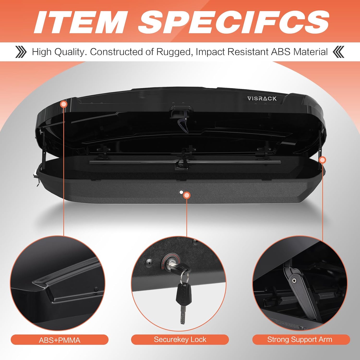 Hard Shell Rooftop Cargo Carrier, 21 Cubic Feet Roof Box with Secure Keys, 150 LBS Capacity, Dual-Side Opening, Weather-Resistant ABS+PMMA Material, Tool-Free Install, Black