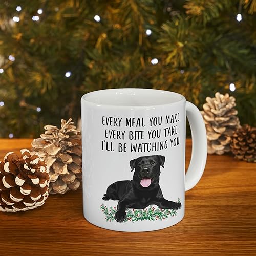 Miniatura 6 de Lovesout Funny Labrador Retriever - Taza de cerámica de 11 onzas con texto en inglés Every Meal You Make Every Bite You Take, regalo negro para