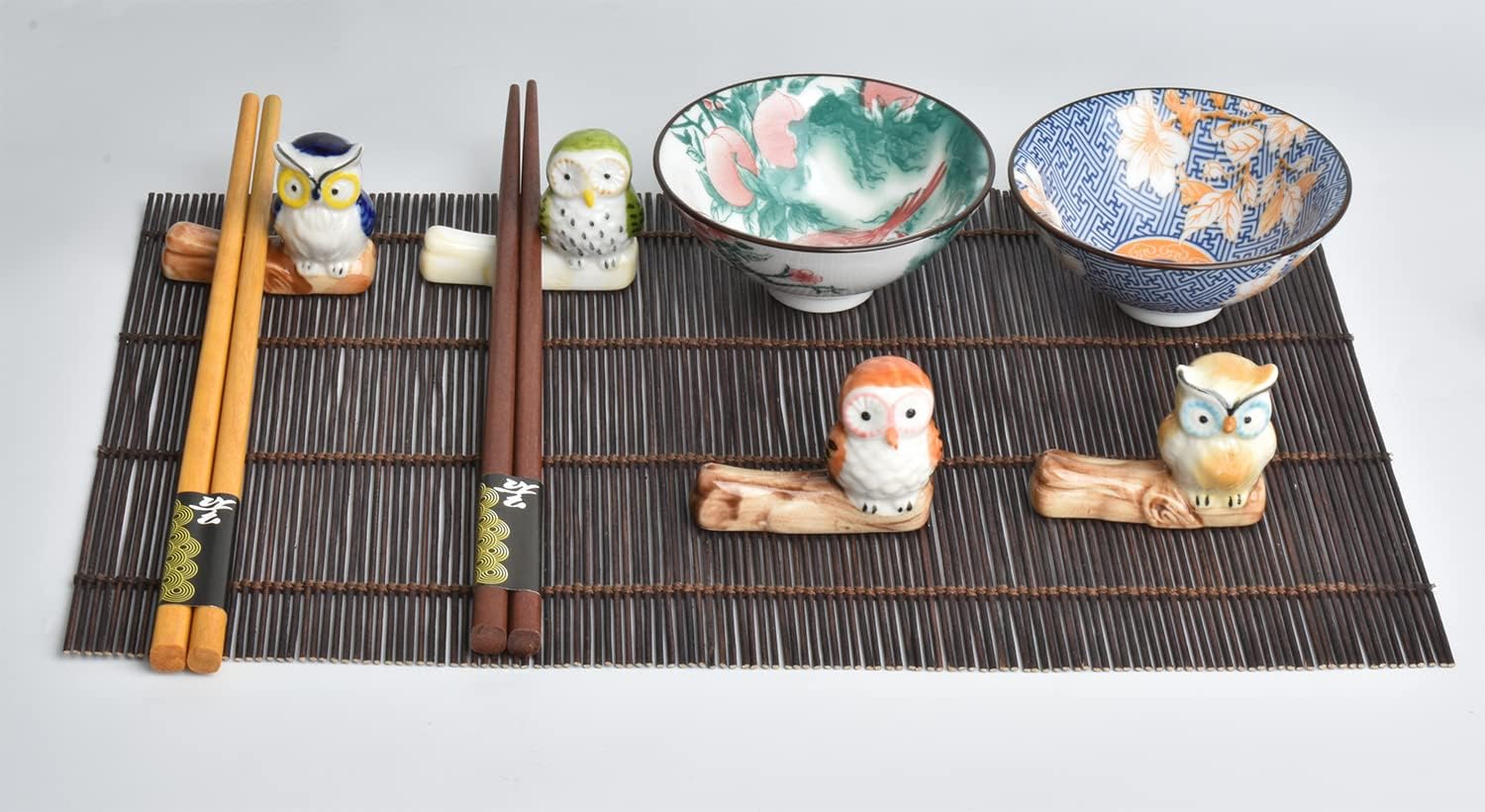 4 Pcs Owl Set Ceramic Chopsticks Rest Spoon Fork Knife Holder Rack