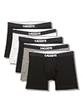 Lacoste Men's Cotton Stretch Mini Croc Print Boxer Briefs, 5-pack (Amazon Exclusives), Black/Pitch Chine/Silver, Large