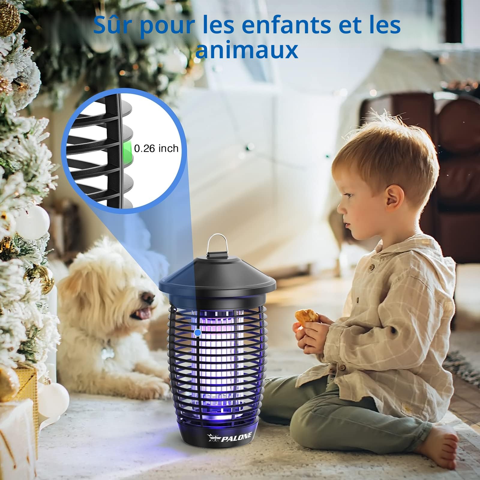 Palone Lampe Anti Moustique 4500V 20W UV Tueur d'Insectes Électrique Portée 100m² Intérieur Extérieur
