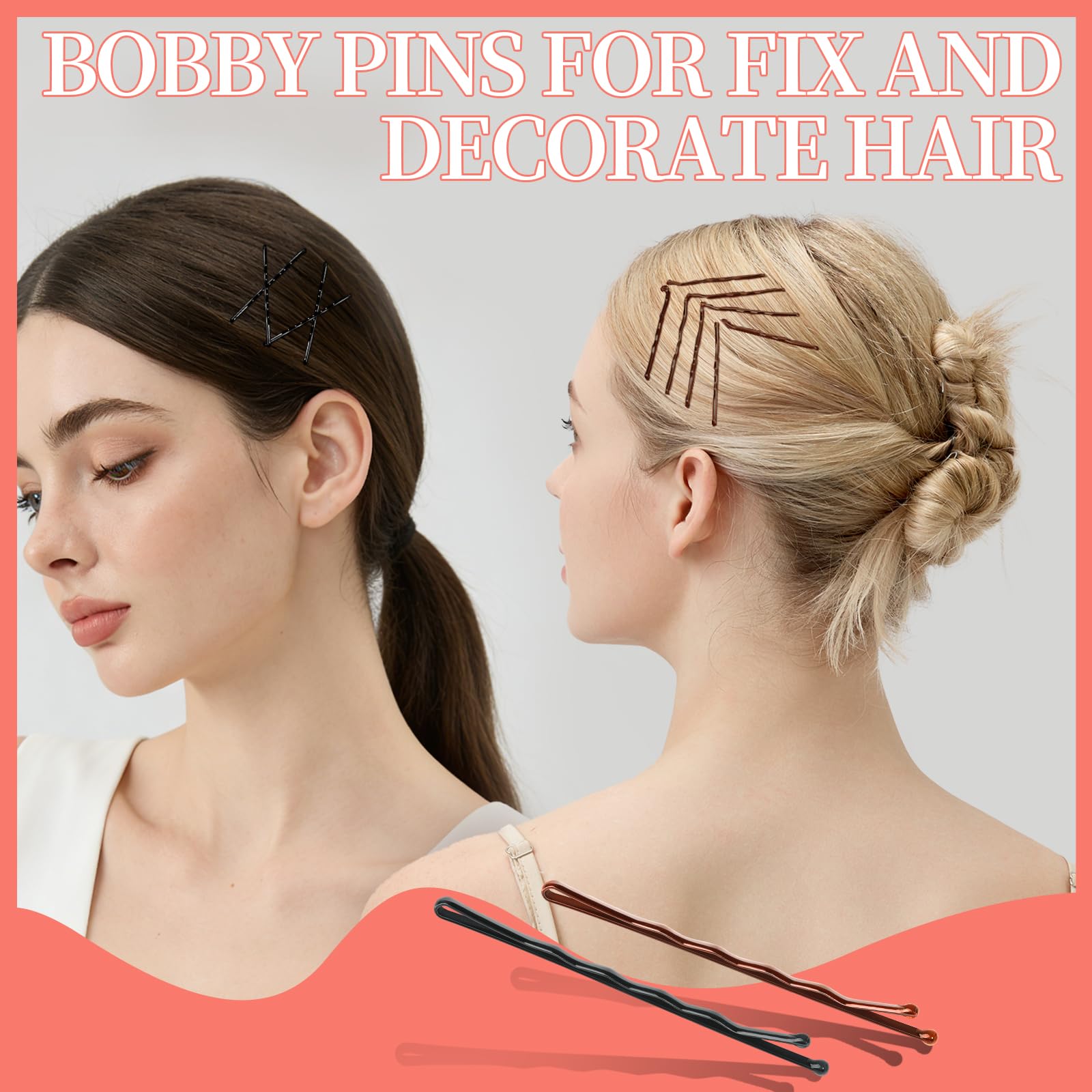 Teenitor Brown Black Bobby Pins Hair Pins 300pcs Hair Bobby Pins for Women view 5