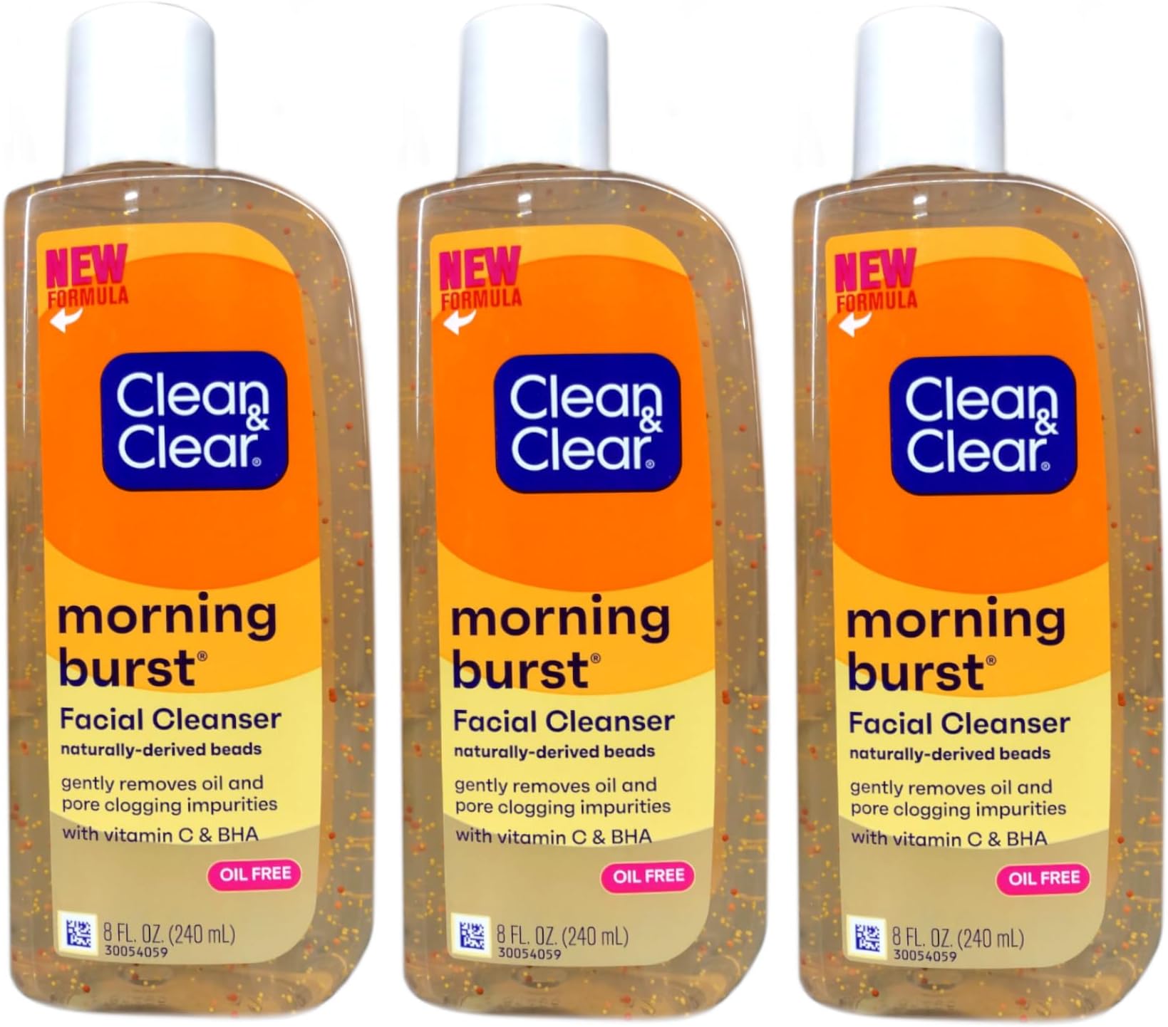 Clean & Clear Morning Burst Oil-Free Facial Cleanser with Brightening Vitamin C, Ginseng, and Gentle Daily Brightening Face Wash for All Skin Types, Hypoallergenic, 8 fl. oz - 3 Pack
