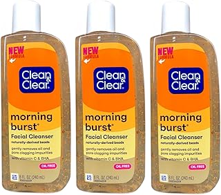 Clean & Clear Morning Burst Oil-Free Facial Cleanser with Brightening Vitamin C, Ginseng, and Gentle Daily Brightening Face Wash for All Skin Types, Hypoallergenic, 8 fl. oz - 3 Pack