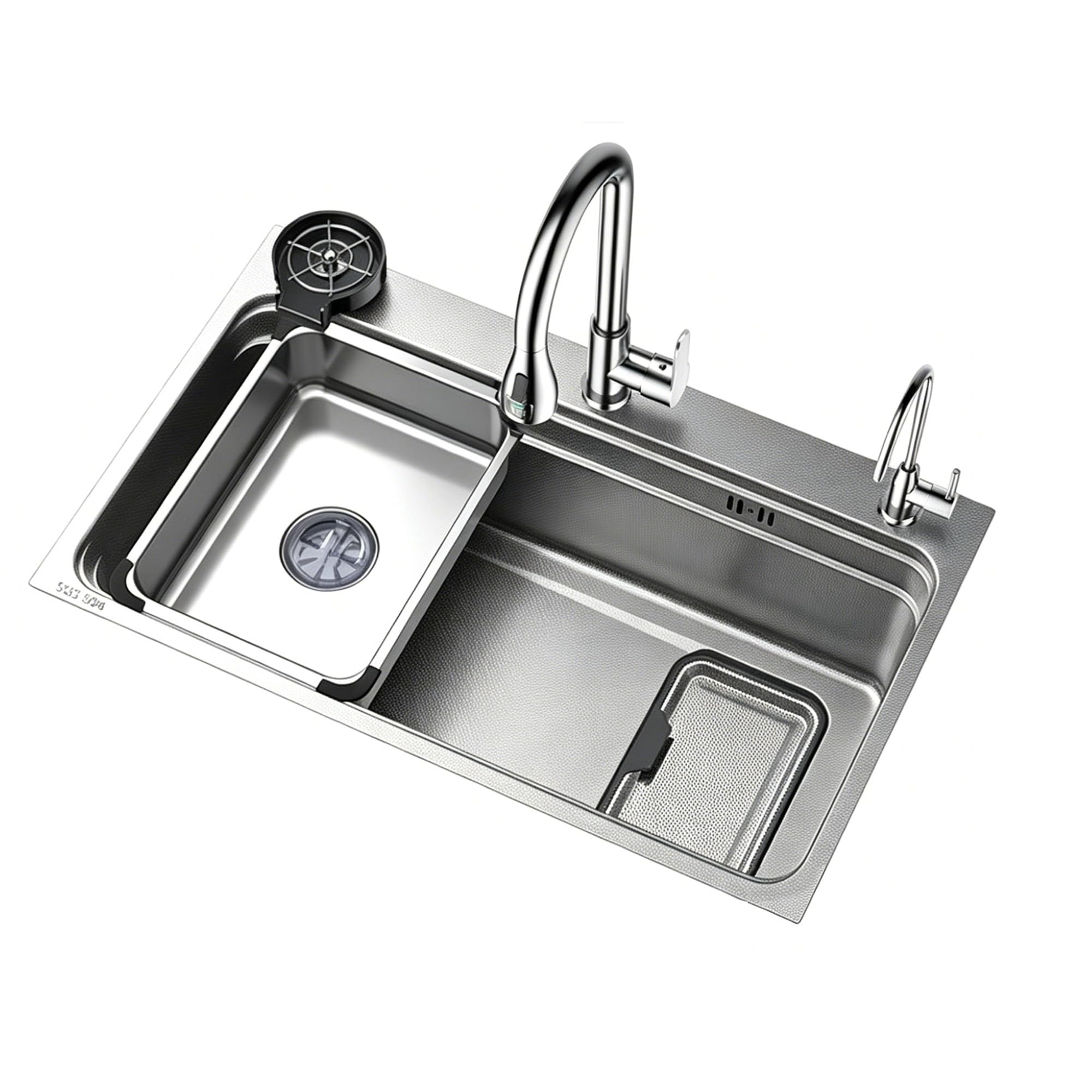 SC Kitchen Sink, Made of Stainless Steel, Fitted with A Digital Pull-Out Tap, Suitable for Hotels, Cafés and Restaurants(75cm)