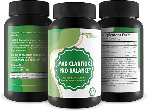 Miniatura 4 de Vértigo Support - Max Claritox Pro Balance - Suplemento dietético para mareos y vértigo para mareos naturales y apoyo de vértigo, píldoras
