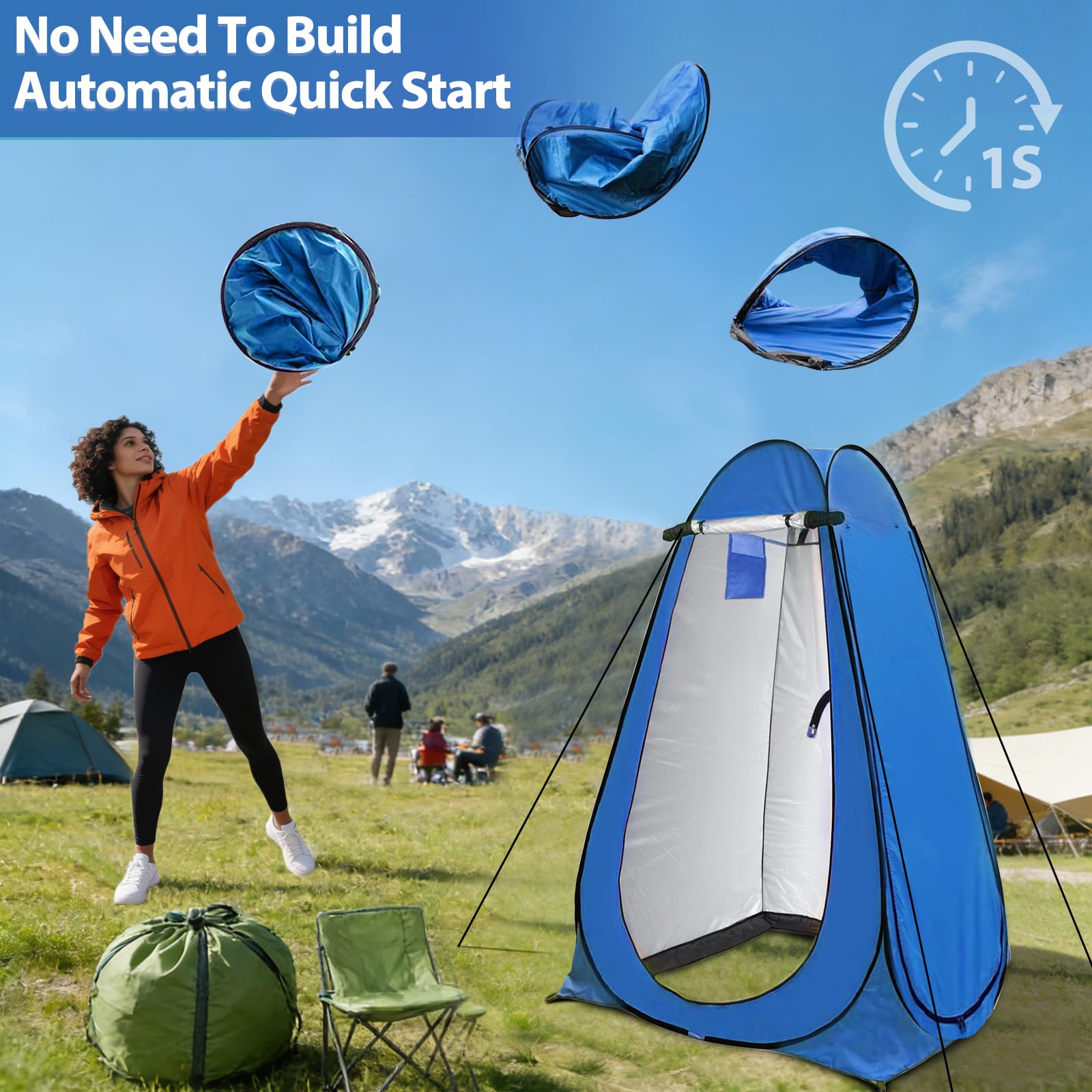 Exsink Tente de Douche Pop Up, Tentes de Toilette Portable pour Camping, Protection UV, avec Sac de Transport et Accessoires, pour Le Camping, la Plage et Les Activités de Plein Air - 3