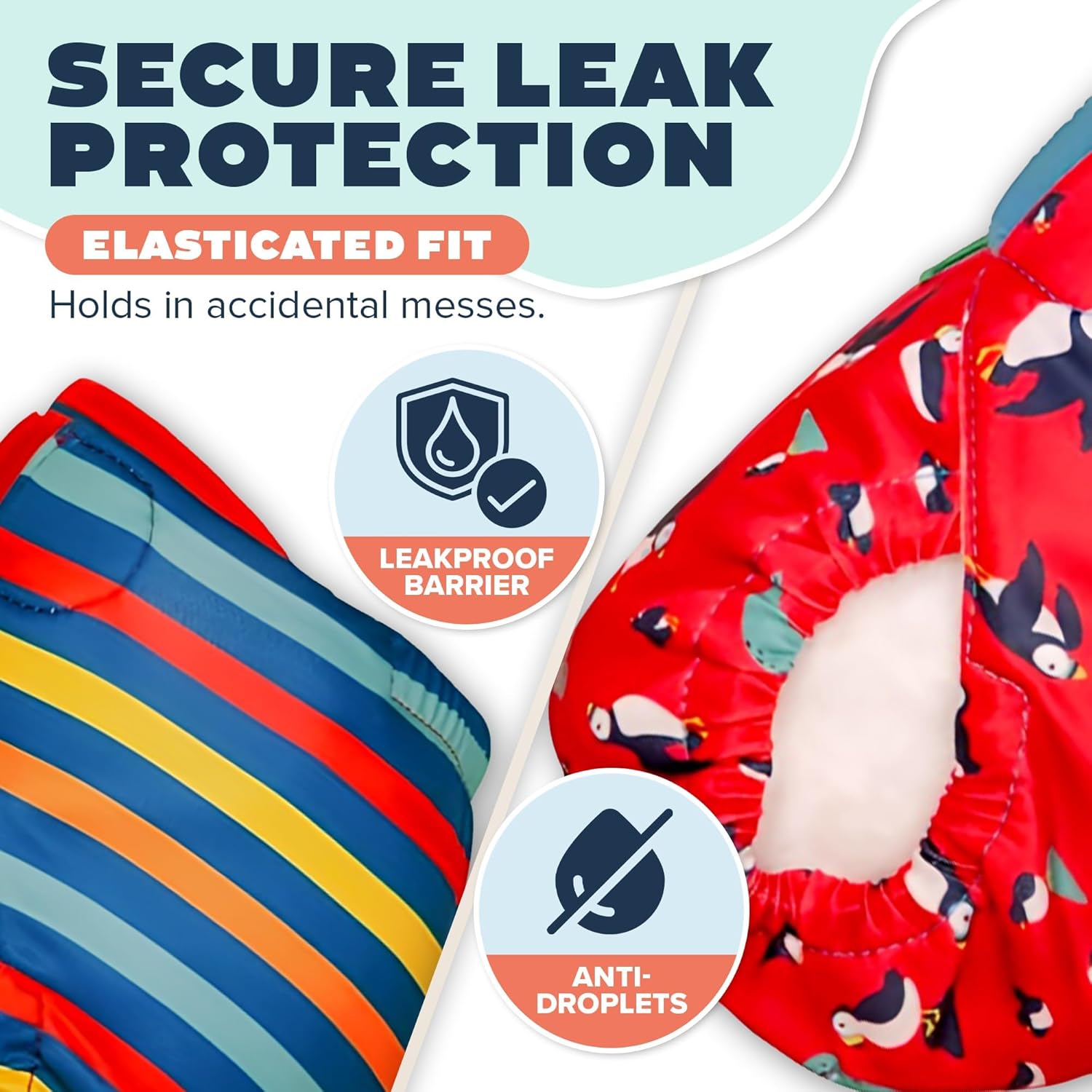 TotsBots Reusable Swim Diapers - Baby & Toddler Swimming Diapers, Adjustable Water-Friendly Swim Diaper - 2 Pack Bundle - (Size 1) - Image 5