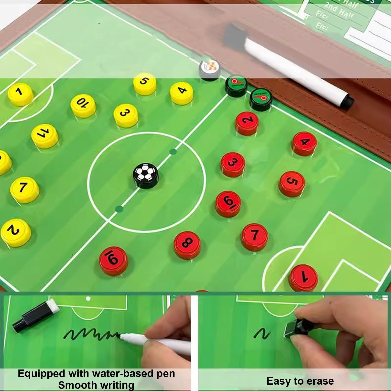 Pizarra Futbol Entrenador, Pizarra Tactica Magnetica Futbol Portátil, Carpeta Táctica de Entrenamiento Plegable, para Entrenar Jugadas, Entrenamiento