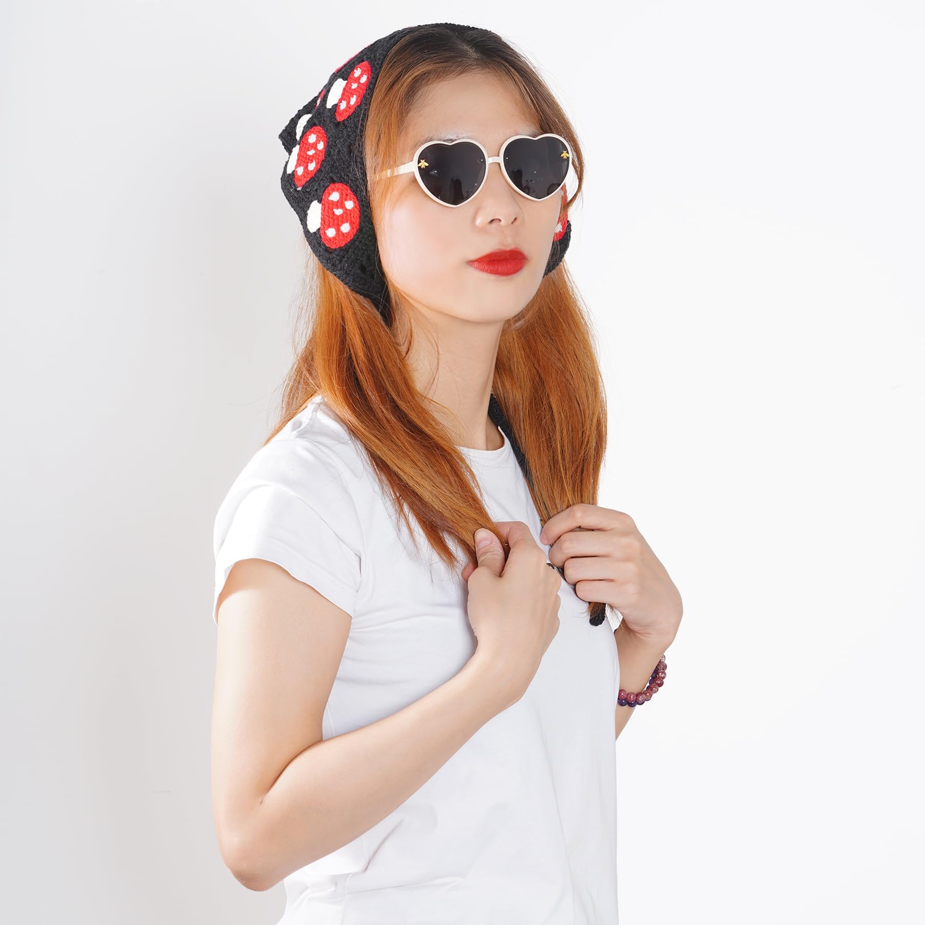 hoyuwak 3pcs Strawberry Crochet Head Scarf Bandanas Headbands Hair Scarf Head Coverings Hair Accessories for Women Hair Styling Valentine's Day Holiday Decor