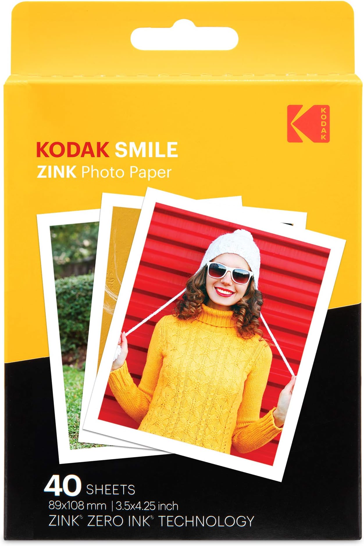Kodak 3.5x4.25 inch Premium Zink Print Photo Paper (40 Sheets) Compatible with Kodak Smile Classic Instant Camera