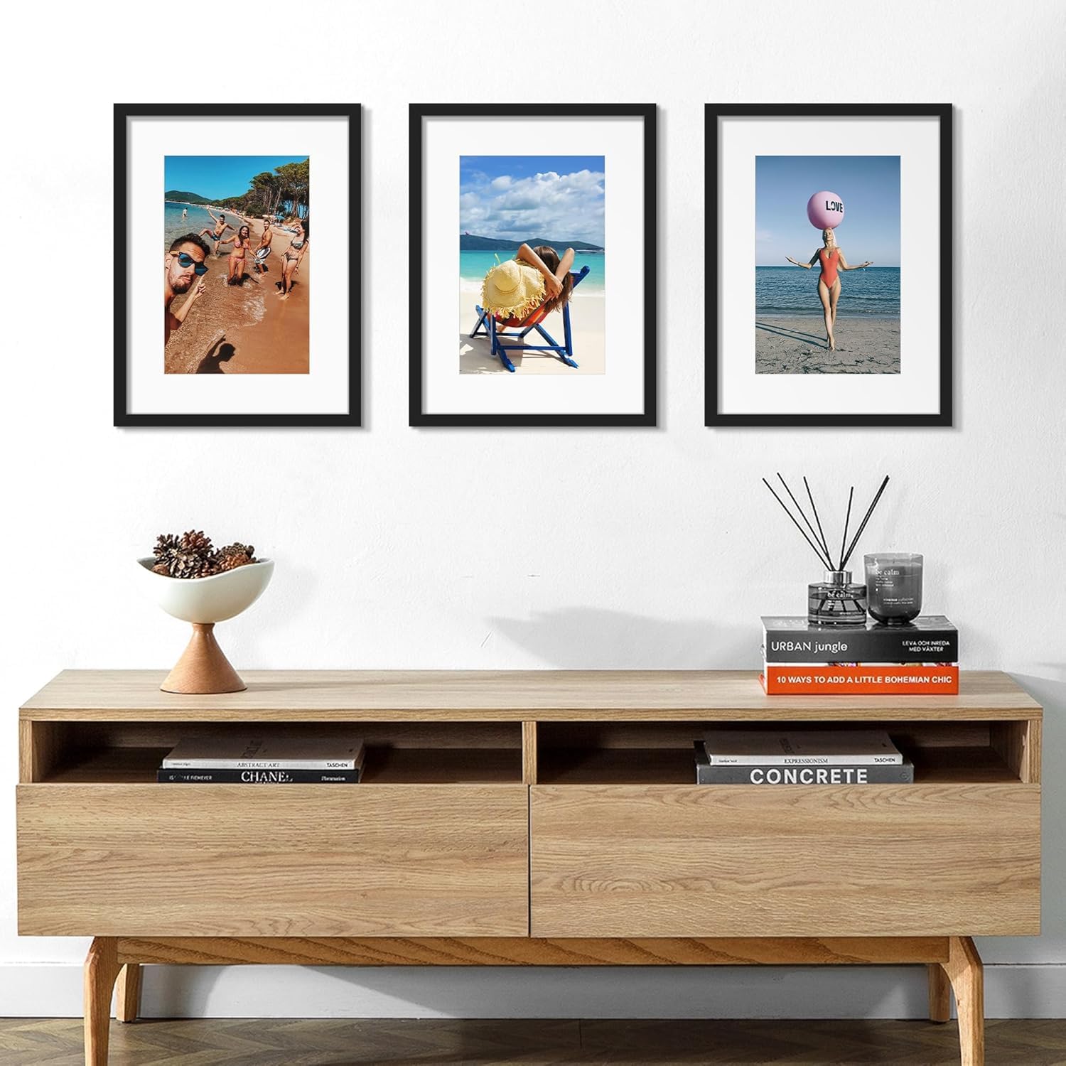 upsimples Cornice 30x40, Confezione da 3 Cornici portafoto Nere, Formato 40x30 cm, Con Supporto Orientamento Orizzontale o Verticale, Cornici per Ppuzzle, Parete, Poster, Diploma Universitario