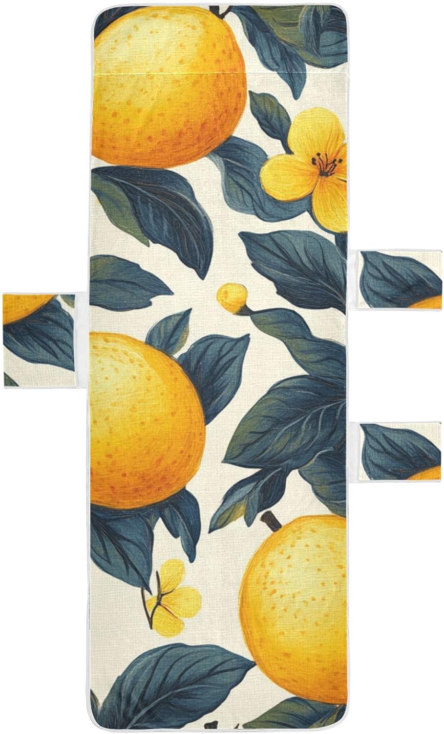 Yellow fruit and Green Leaves Patio Lounge Chair Cover Soft Absorbent Outdoor Chaise Lounge Cover with Windproof Straps for Outdoor Pool Beach Sunbathing, 85" X 30"