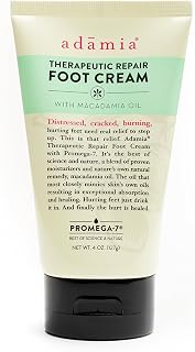 Adamia Therapeutic Repair Foot Cream with Macadamia Nut Oil and Promega-7, 4 Ounce Tube - Fragrance Free, Paraben Free, Non GMO