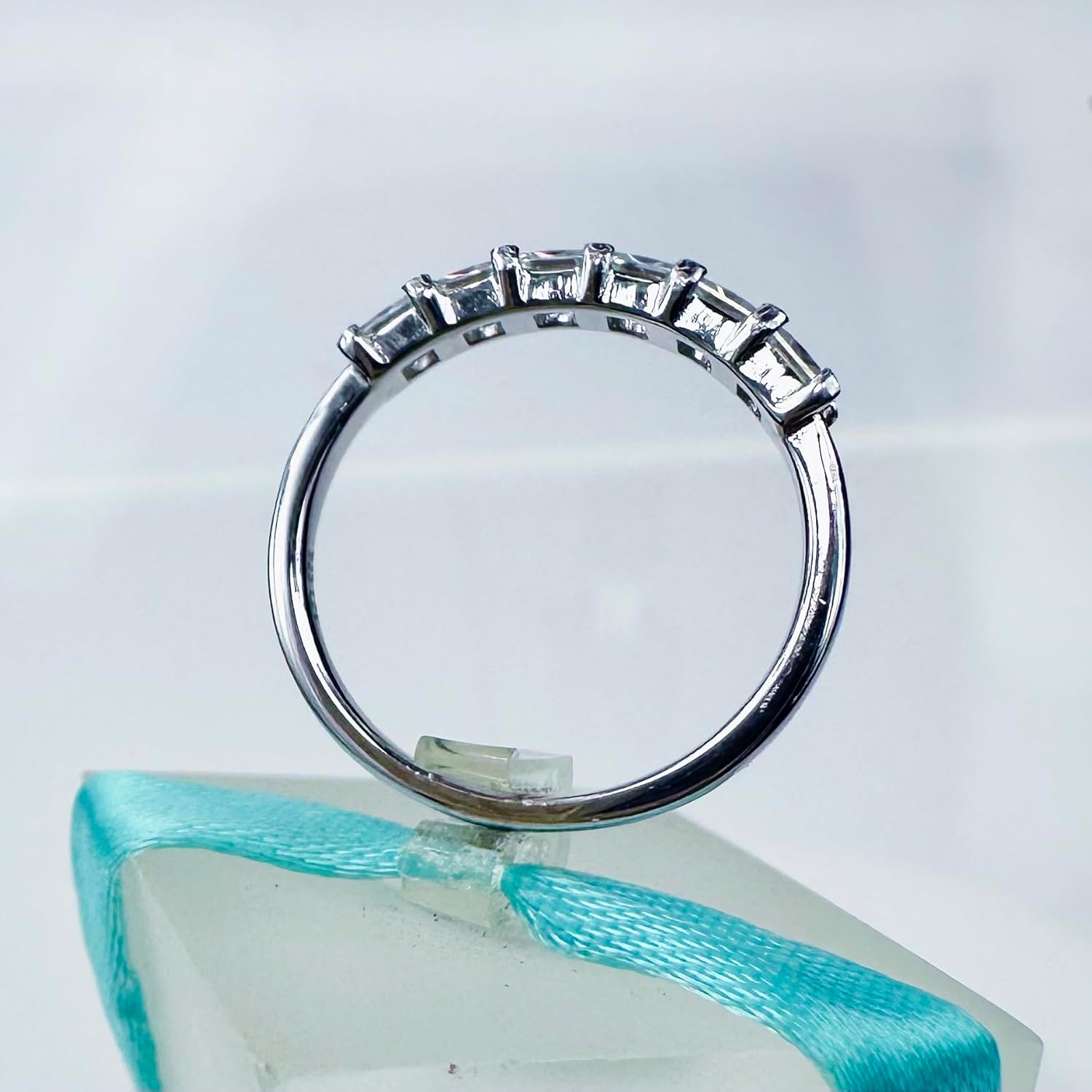 Princess Cut White Moissanite Diamond Wedding Band, 925 Sterling Silver, Stacking Ring