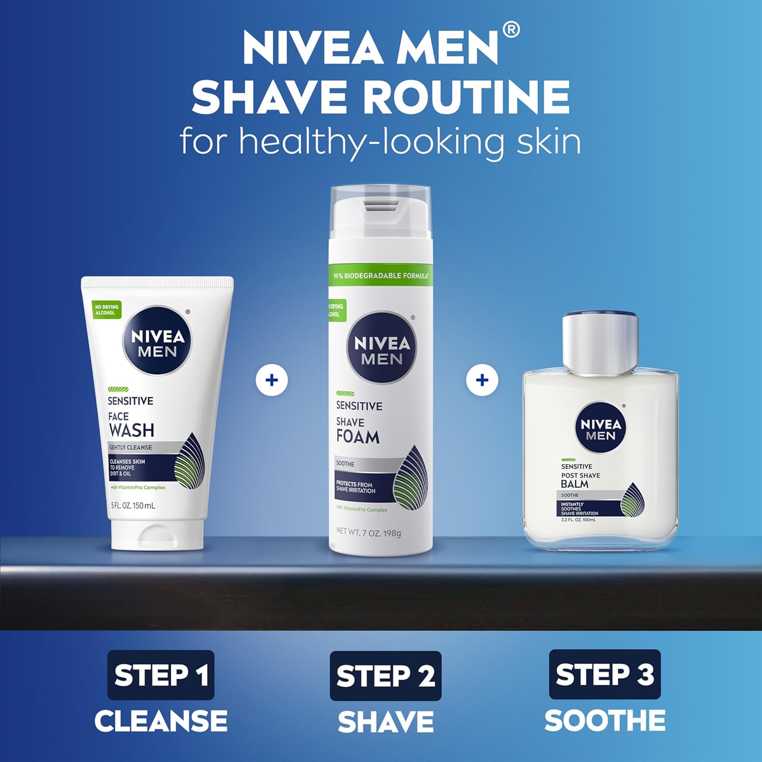 NIVEA MEN Sensitive Post Shave Balm, with VitaminPro Complex, Alcohol Free After Shave Balm for Men, 3.3 Fl Oz Bottle, Pack of 3 - Image 9