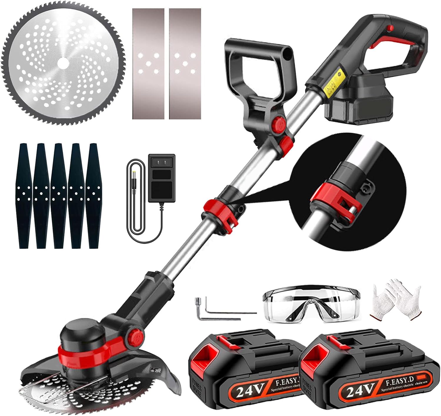 Wrneaoch Cordless Strimmer Newly Upgraded 8Inch Blade Grass Trimmer