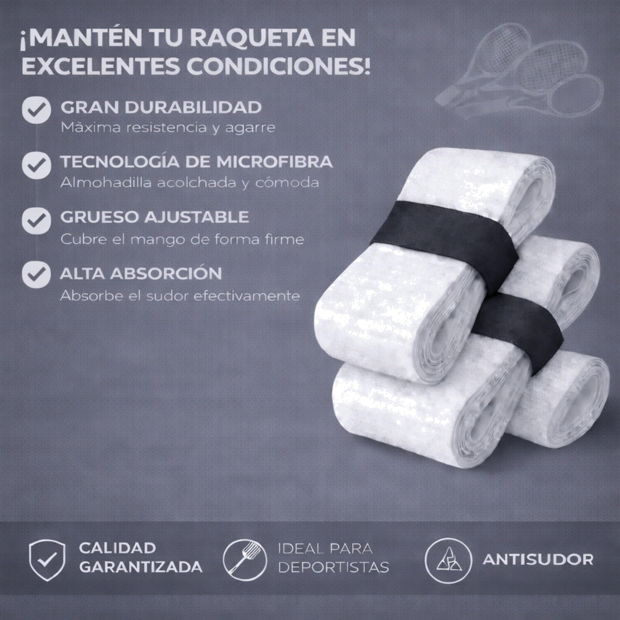 Genérico Overgrips Padel - Cinta Mango Padel - Grips - Protectores Pala Padel - Pack: Grips Padel + Protectores Padel - Empuñadora De Pala Padel - Grip Padel Head