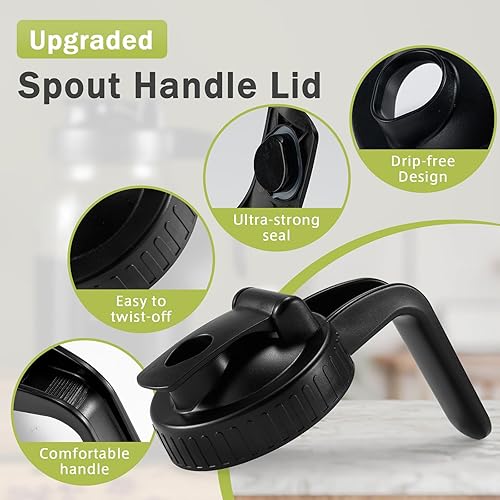 Miniatura 16 de Jarra de vidrio de 32 onzas con tapa y boquilla de vertido en forma de V, jarra de leche materna de 1 cuarto de galón, doble a prueba de fugas, Rosa