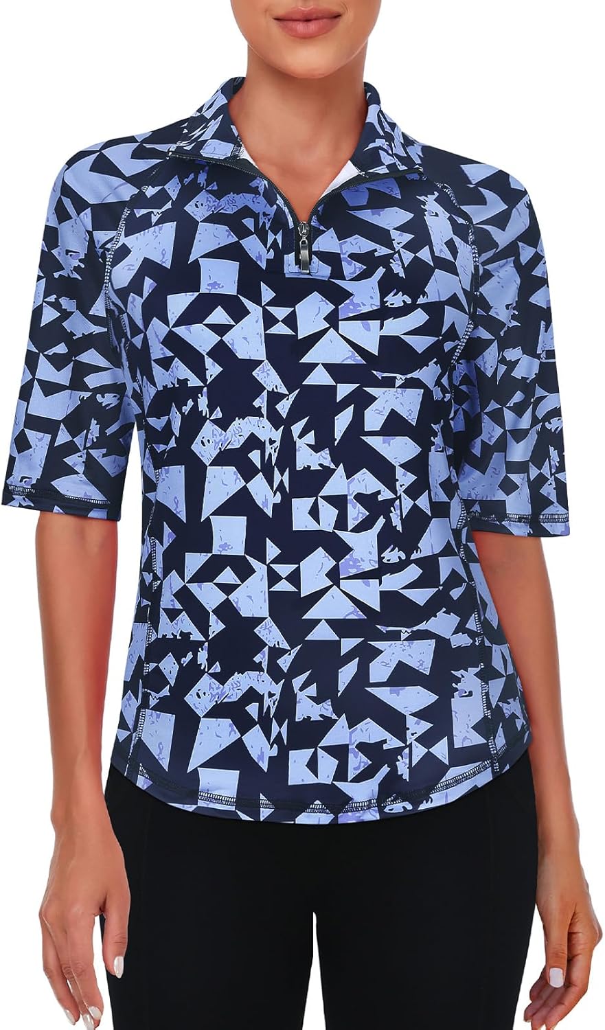 Viracy Half Sleeve Womens Golf Polo Shirts 1/4 Zip Up Moisture Wicking Running Workout Tops