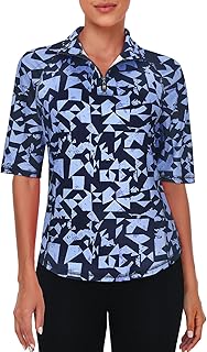 Viracy Half Sleeve Womens Golf Polo Shirts 1/4 Zip Up Moisture Wicking Running Workout Tops