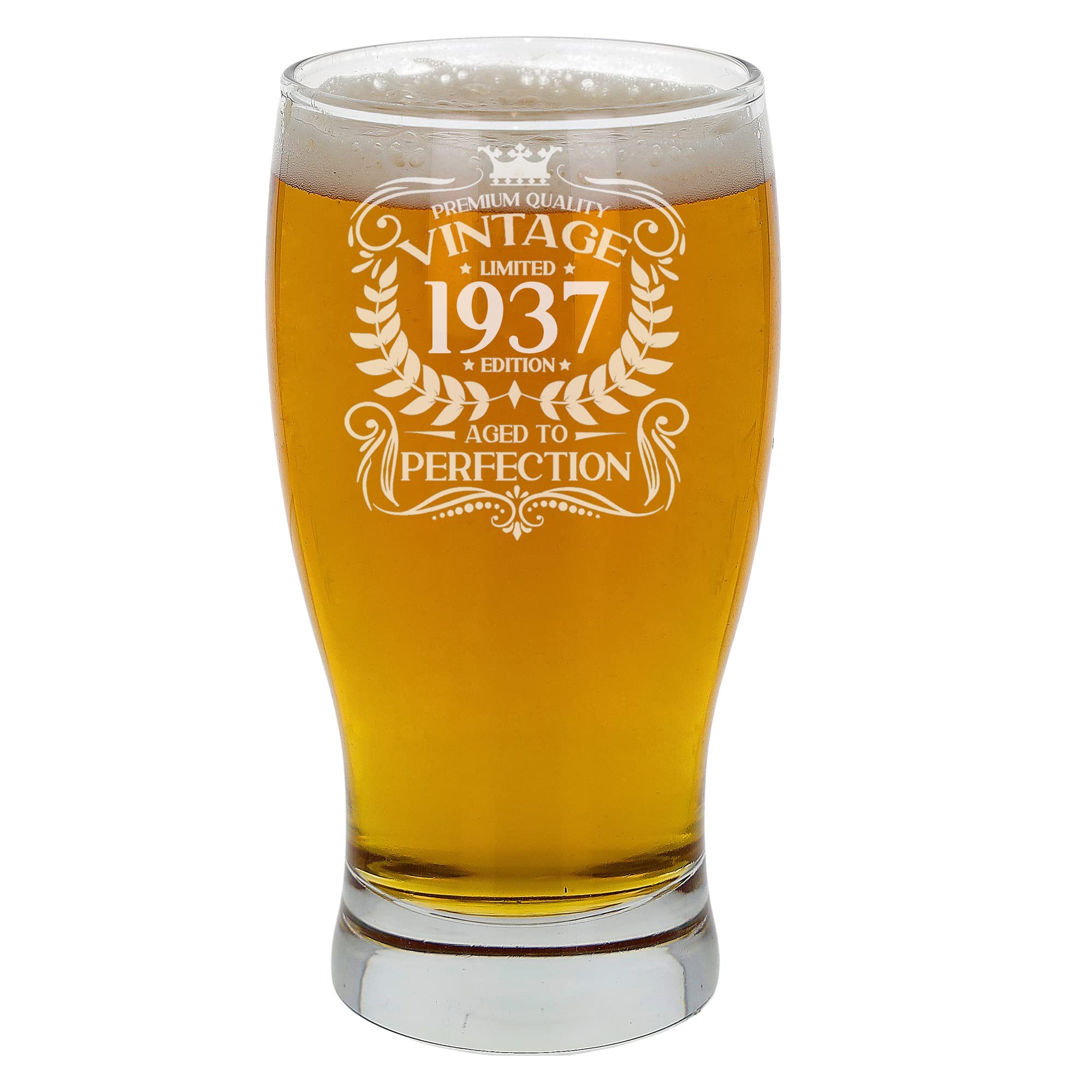 Always Looking Good 89th Birthday Gift for Men Vintage 1937 Aged to Perfection Engraved Pint Beer Glass Present for 89 Year Old Etched Cider Lager Beer Tulip Pint Glasses