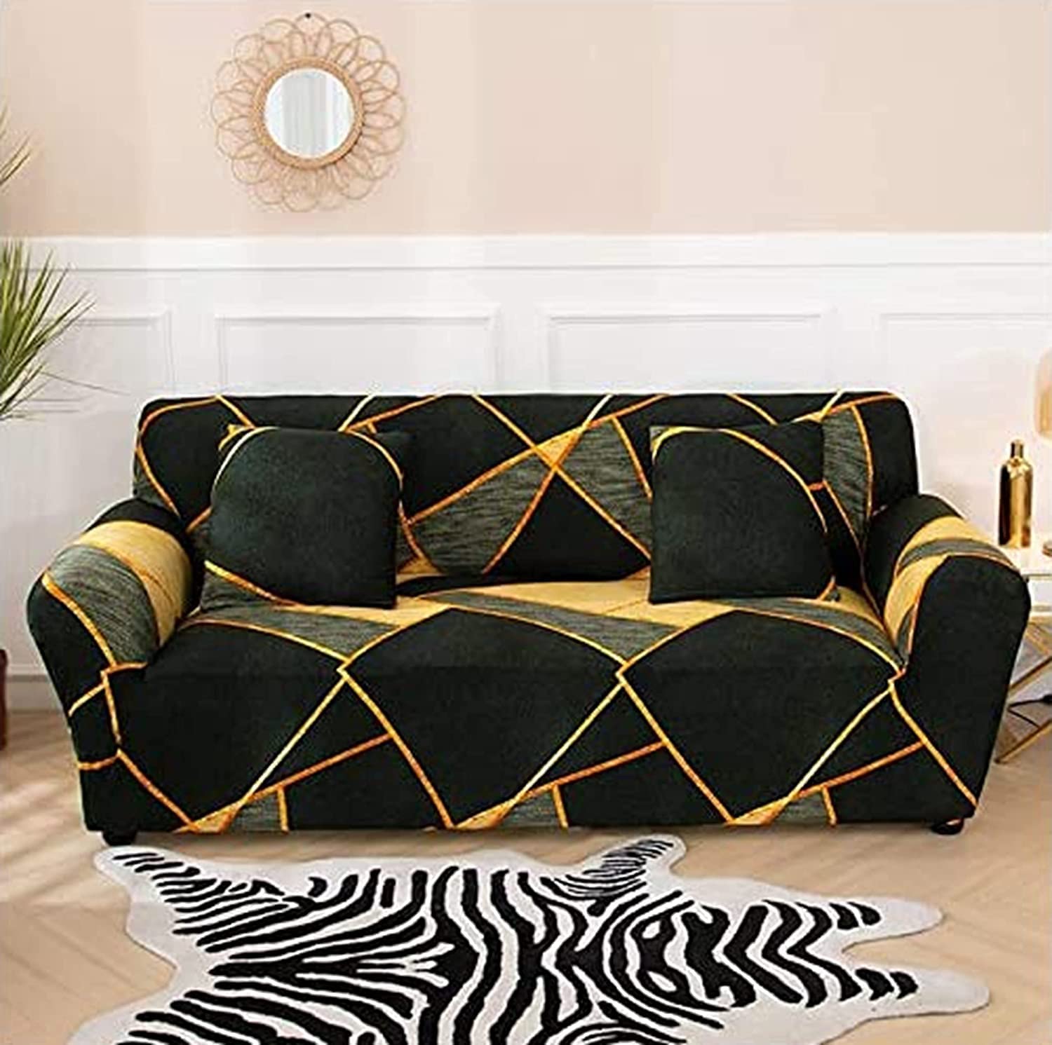EKRON 2 Seater Elastic Universal Stretchable Sofa Cover with 1 Free Cushion Cover, Polyester (140cm-180cm/Dark Green Prism) (B0BTTCT55G) Amazon Price History, Amazon Price Tracker