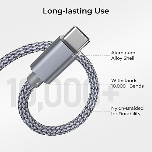 Miniatura 10 de Basesailor Cable de carga USB tipo C, 3 unidades, 3.36.610 pies, cable de carga para iPhone 15 Pro Max 2023, Samsung Galaxy A10E A02s A03s A14 A13