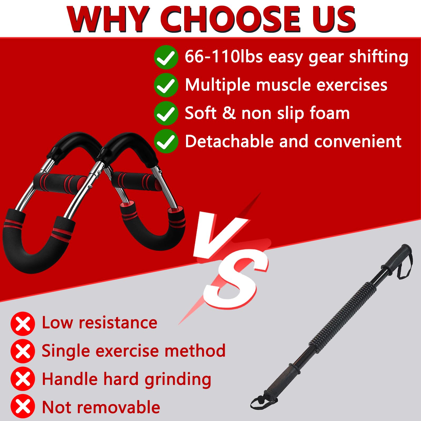 Shaker Twister Arm Trainer, 66-110lb Adjustable Chest Workout Equipment, Chest Trainer for Men Arm Workout Equipment - Image 5