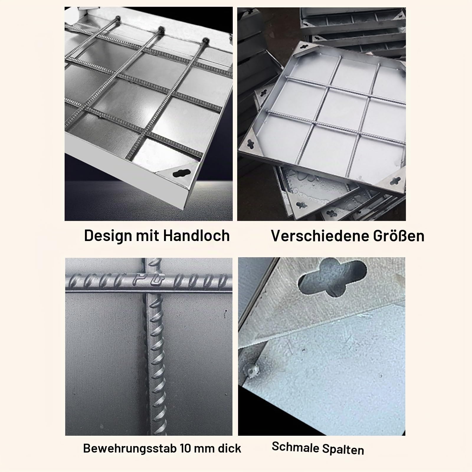 Copertura quadrata per pozzetto in acciaio inox, copertura impermeabile per scolo per cortile, vialetto e sentiero, 30 x 30 x 5 cm, soluzione di accesso all'aperto durevole