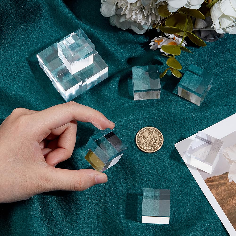 OLYCRAFT Lot De 4 Cubes Acrylique Transparent – Présentoirs Bijoux Et Objets 4 Tailles – Affichage Poli Et Robuste