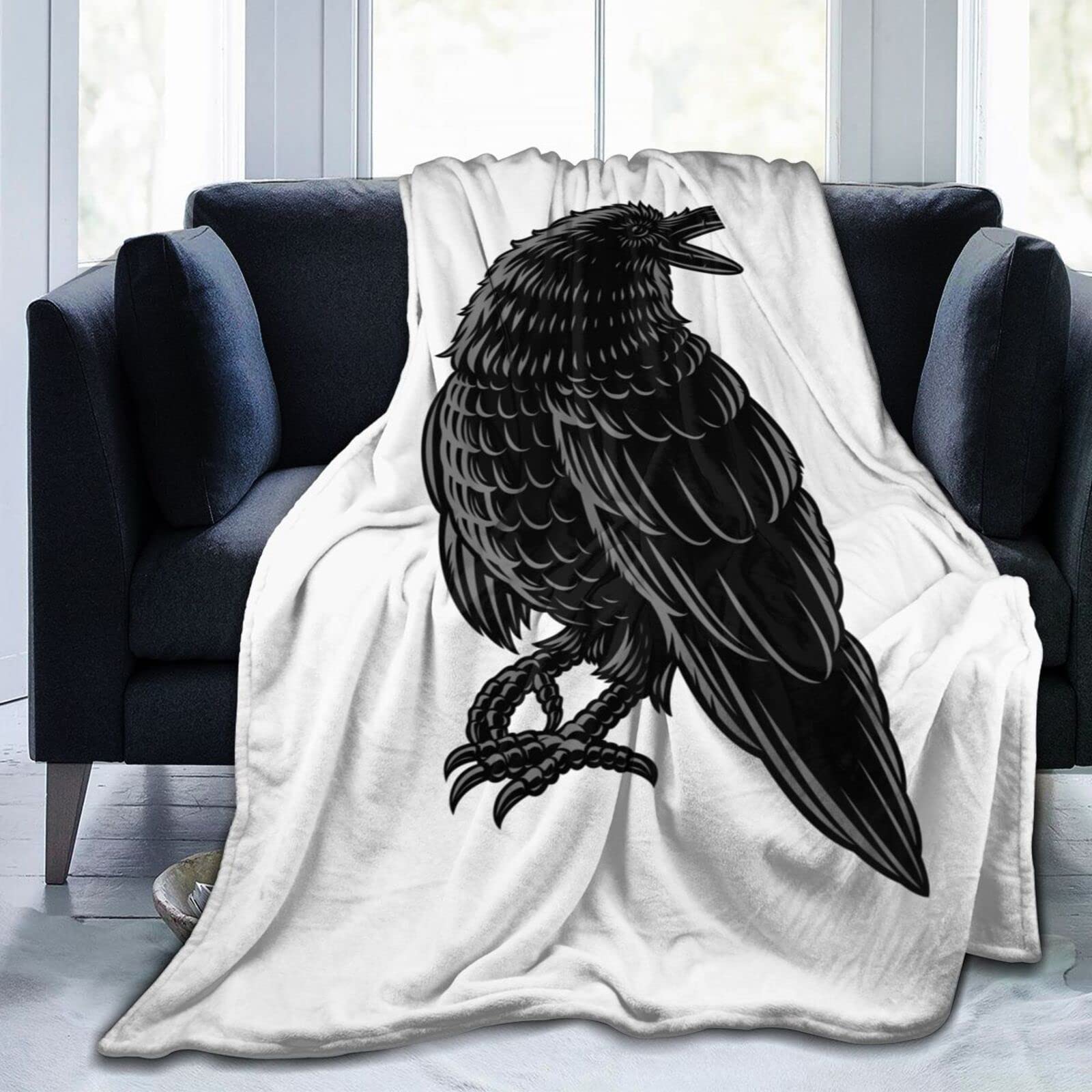 Rabanne Black Textured Blanket Amazon.com: Black Raven Throw Blanket for Couch Bed Sofa  main image 2
