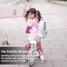 Soft-Style Kids Knee and Elbow Pads with Bike Gloves, Flexible Impact-Resistant Gear for Ages 2-11, Designed for Balance Bikes, Roller-Skating, and Skateboarding (Pink Camo, Large)