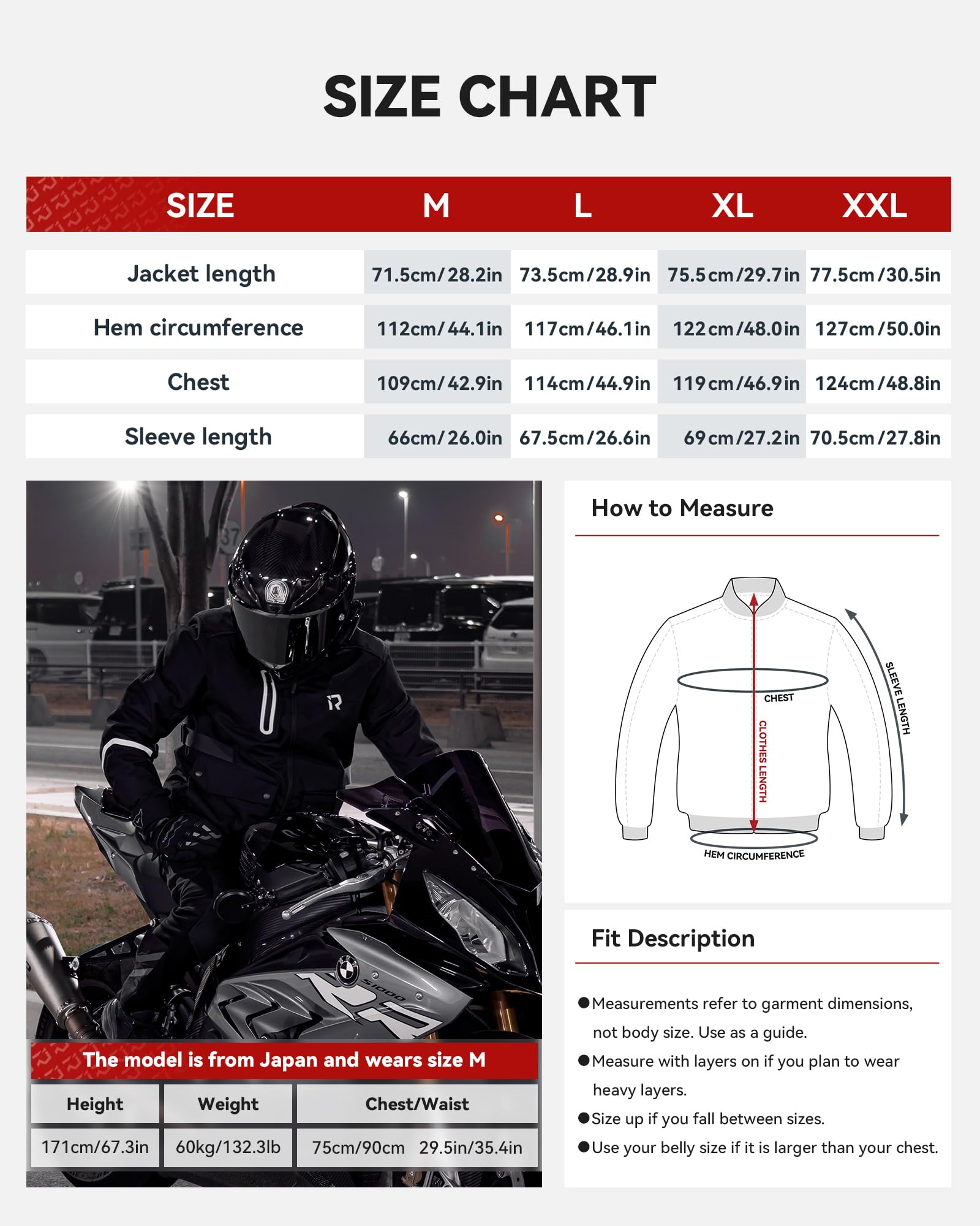RIDEIRON Chaqueta moto hombre con Protección CE,chaqueta moto invierno con forro extraíble para proteger del frío y el viento en todas las estaciones,Negro