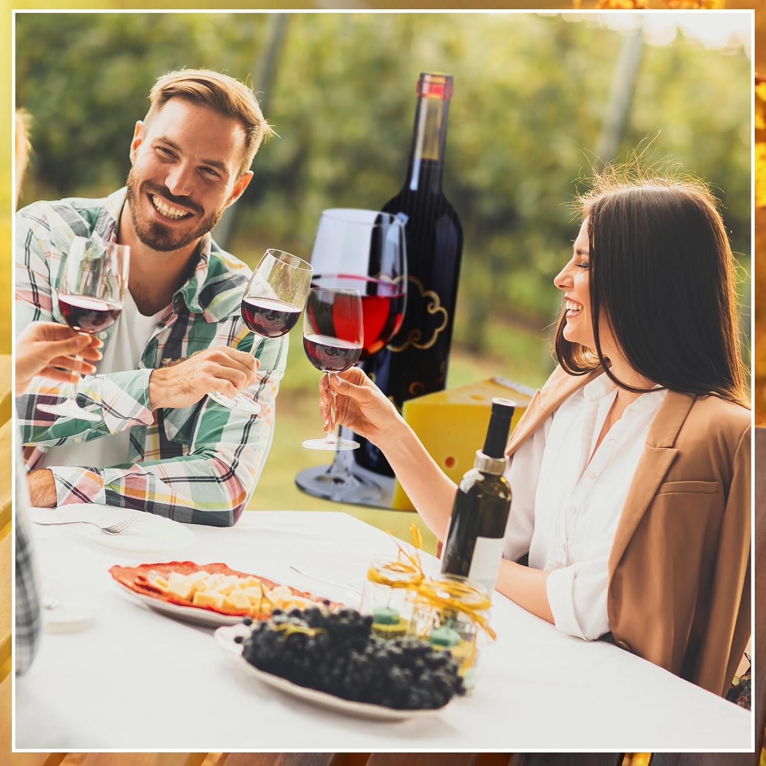 Leinuosen 5ft Cheese & Red Wine Cardboard Stand-up Cutout Life Size Cocktail Wine Theme Party Decoration Backdrop Photo Prop Booth Stand-up for Birthday Bachelorette Wedding Party Decor