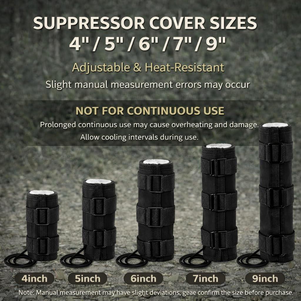 6-inch Suppressor Cover, Double-Layer Flame-Retardant Glass Fiber and Silicon Lining, Flame-Retardant Ultra-fine Fiber Sleeve for Muffler Protection, Suitable for Outdoor and Concealed use