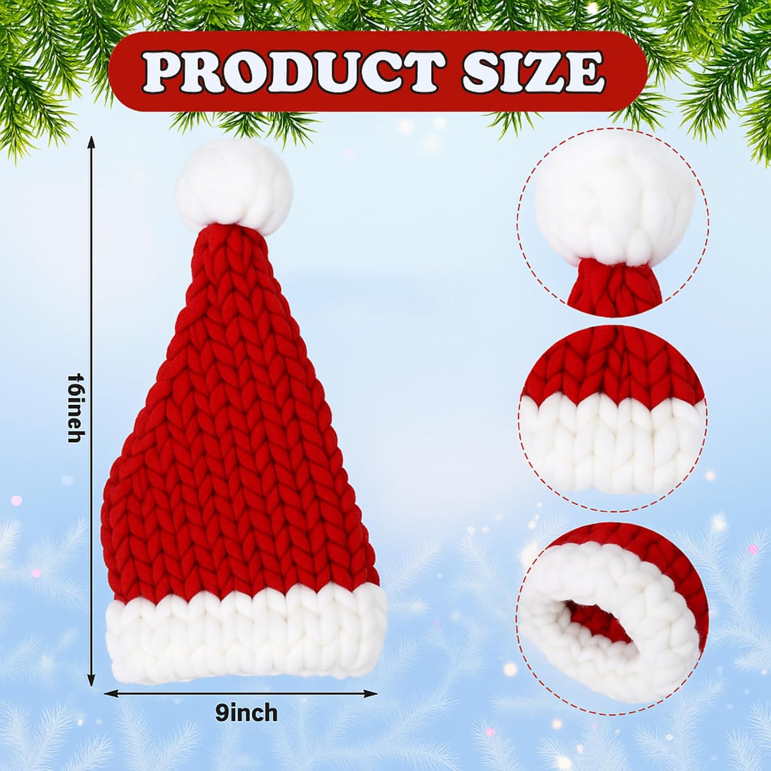 Newcotte 2 Pcs Christmas Chunky Knitted Santa Hats for Adult Women Men Novelty Funny Santa Beanie Thick and Warm Xmas Caps for Christmas Party Carnivals Outfits Gift Red - Image 2